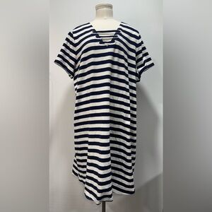 Michael Michael Kors Womens Navy White Striped Stretch T-shirt Dress Size 2X